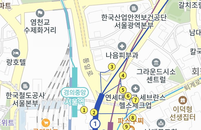 카카오맵 약도 — 서울역 북쪽 칠패로 28 메리츠화재 봉래신사옥